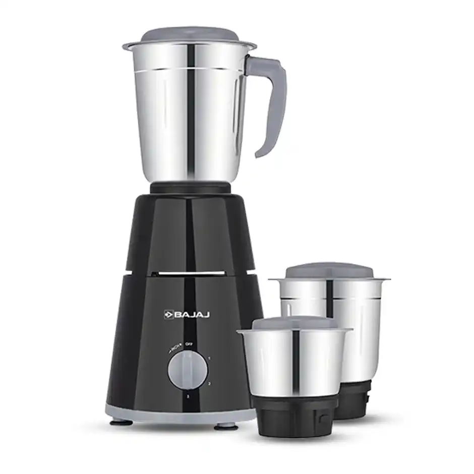 Bajaj GX-1 Mixer Grinder 500W | Superior Mixie For Kitchen |3 Stainless Steel Mixer Jars, 2-In-1 For Dry Grinding |Blade Function With Titan Motor, Black