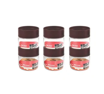 Cello Modustack Stackable Container Set | Glass Jar with Airtight Lid | Maroon – 500 ml Each Share.svg Net Qty: 1 pack (6 pcs)
