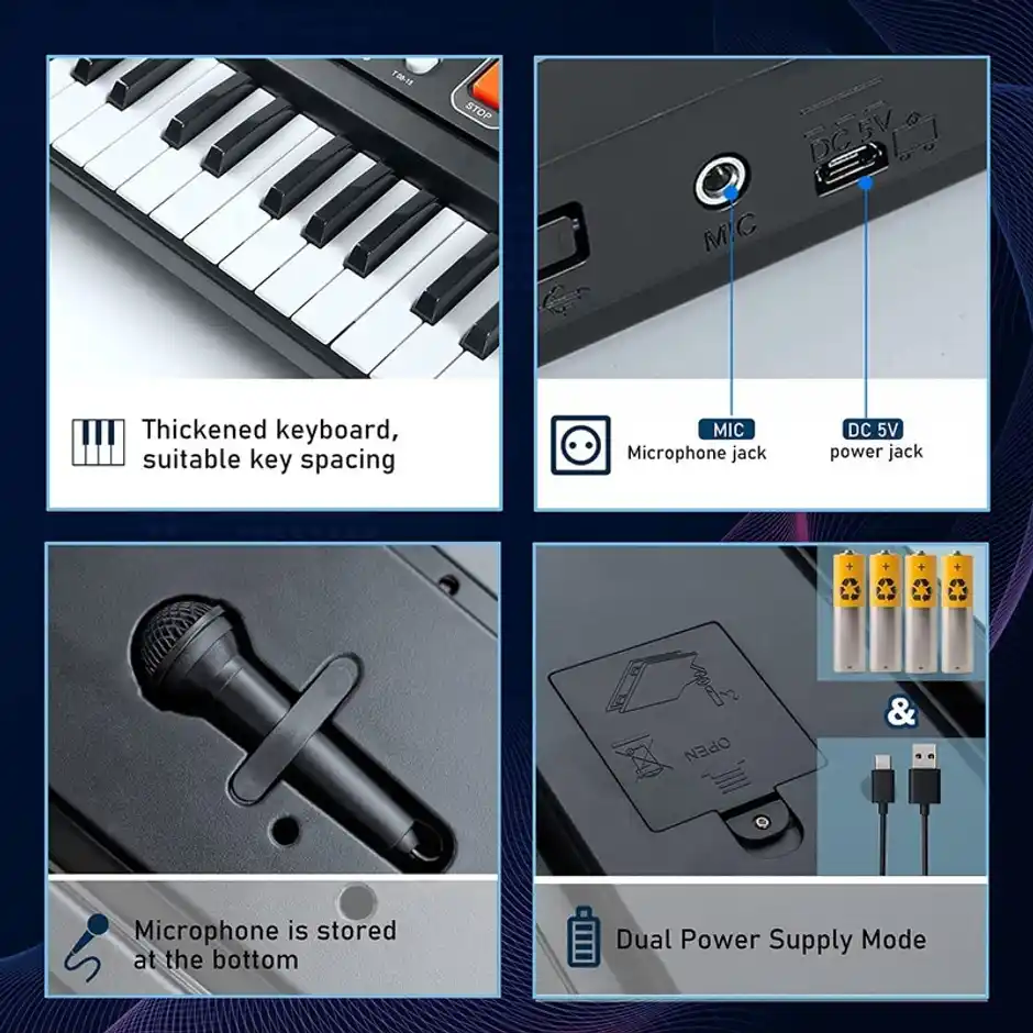 Fablue 37 Key Piano Keyboard Toy for Kids and Adults - Piano with Microphone - Musical Toy for Kids - Image 2