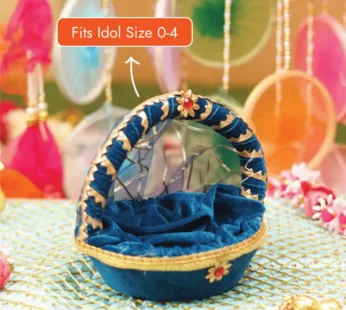 Navy Blue Premium Bal Gopal Velvet Tokri Bed | Fits Idol Size 0-4 | Krishna Janmastami Special (ServDharm)