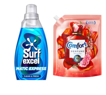 Surf Excel Matic Express Clean & Fresh (830ml) & Comfort Perfume Deluxe Passion (1.8L) Combo Share.svg Net Qty: 2 combo