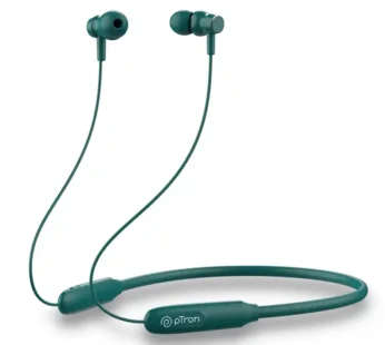 pTron Tangent Flex Wireless Neckband | HD Mic | 38H Playtime | Deep Bass & Dual Device Pairing – Green