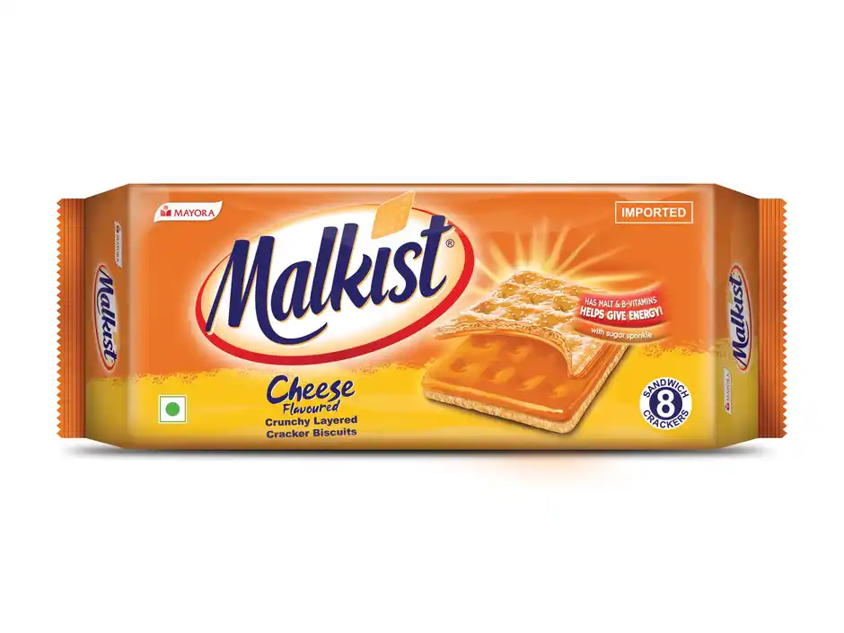 Malkist Cheese Crunchy Layered Crackers Share.svg Net Qty: 1 pack (144 g)